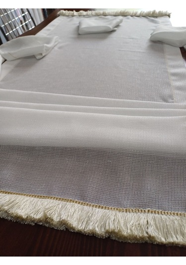 Diletto Keten Püsküllü Tül Runner Bej