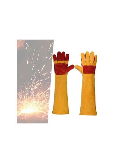 Trendooze Homyl Hayvan Eldivenleri, 60cm, Kırmızı Pu Deri, Eğitim Eldiveni