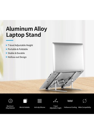 Pazly Seviyeli Ayarlanabilir Alüminyum Dizüstü Bilgisayar Standı - Taşınabilir Ergonomik Tasarım