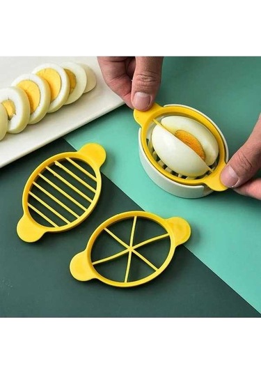 Trendooze Gaojunshop01 Pratik Yumurta Sert Meyve Dilimleyici Sarı 3ü 1 Arada Mutfak Aleti Sarı