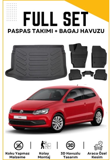 Volkswagen Polo 6r 2013-2014-2015-2016 Model Üst Birebir Uyumlu Bagaj Havuzu+paspas Seti