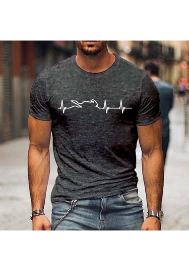 Snapbuy Erkekler İçin Dağ Motosiklet Kalp Atışı Tshirt - Komik Açık Macera T-shirt Kısa Kollu Gömlekgökyüzü Mavi Gökyüzü Mavi