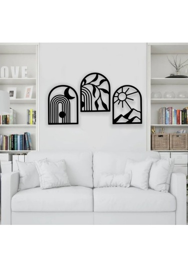 Siyah Ahşap Geometrik Ruh 25cm X 32cm - 3 Adet Tablo Duvar Dekoru 3mm Mdf Lazer Kesim