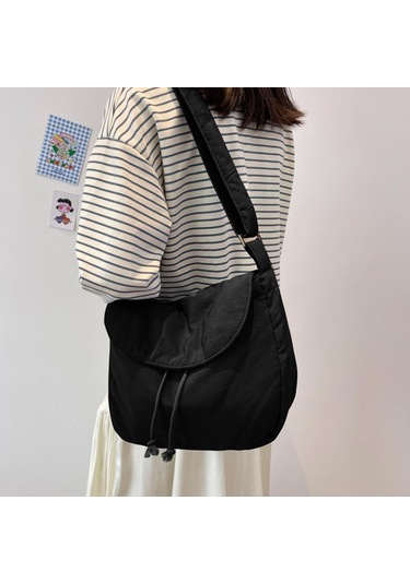 Kabarık Çapraz Askılı Çanta Kadın, Şişme Kanvas Tote Çanta Hilal Çanta Hobos Çapraz Askılı Çanta Taşınabilir Haberci Çantası Siyah A424 Siyah