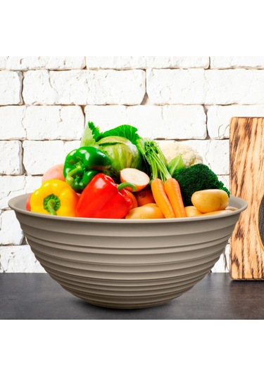 Ceronni Galaksi Desenli Kapaklı Kase 3lü Set 3lt 2lt 1lt Bej Bej