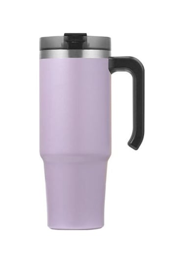 Mor 600/900 Ml Yalıtımlı Bardak Büyük Kapasiteli Sızdırmaz Çift Katmanlı Saplı Paslanmaz Çelik Araba Termal Kahve 900 Ml