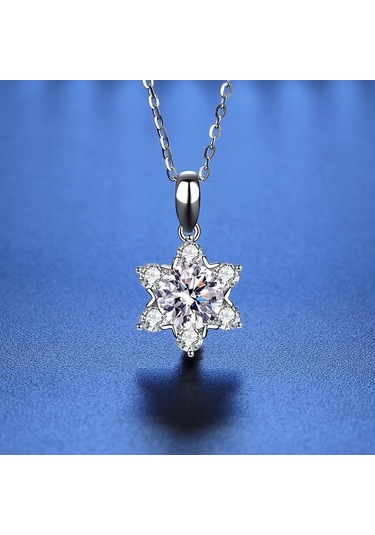 Turuncu Bague Ringen 100% 925 Gümüş Güzel Kolye 1 Karat Mozanit Klasik Kar Tanesi Kolye Kadınlar Için Düğün Moda Takı Hediyeler