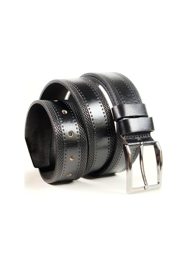 Mergenshoes Siyah Hakiki Deri Erkek Kumaş Pantolon Kemeri K03 001