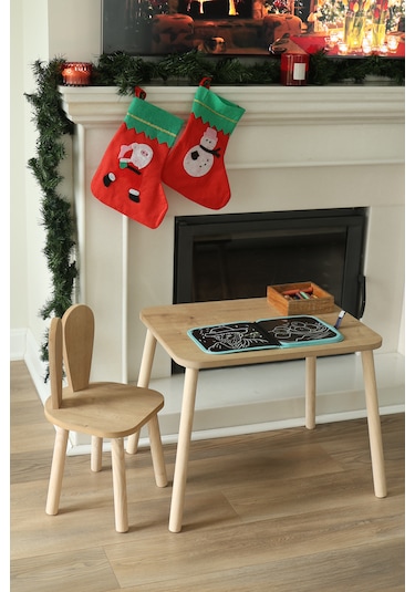 The Kids 1 Masa + 1 Sandalye (Çocuklar için Yaz-Sil Montessori Aktivite ve Etkinlik Masa Sandalye Takımı