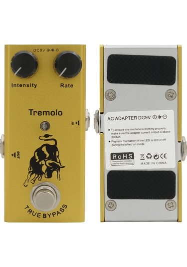 Yaozixa Tremolo Tipi Sarı Gitar Efekti - Irın Ef-09 Klasik Titreşim Fonksiyonu Metal Kutu