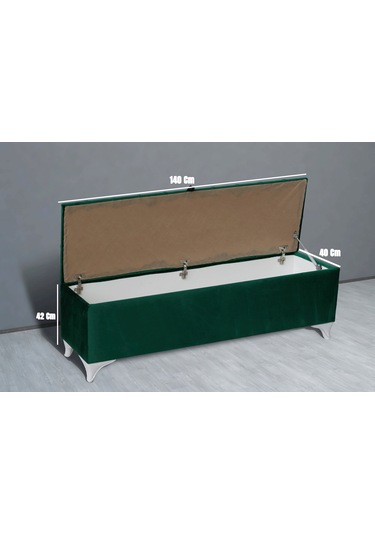 Vetra Sandıklı Bench Puf, Beyaz Yeşil