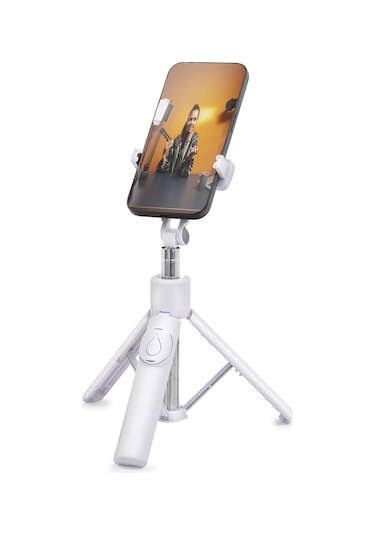 Telefon Tripodu Ve Selfie Çubuğu Seti Bluetooth 4.0 Kumandalı - Beyaz Nd1031