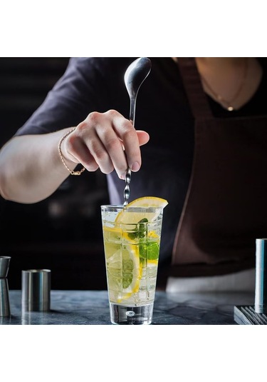 Vkemall 10 İnç Paslanmaz Çelik Kokteyl Muddler Ve Uzun Saplı Karıştırma Kaşığı - Mojito Ve Meyve İçecekleri İçin Bar Aksesuarı Seti Gümüş