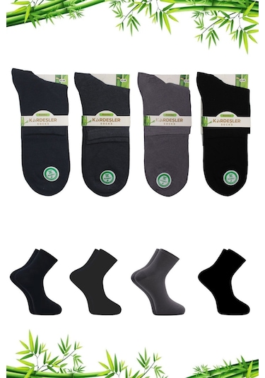 Bambu Erkek Yarım Konç Asorti Çok Renkli Çorap Dikişsiz 4'lü Paket Renkli
