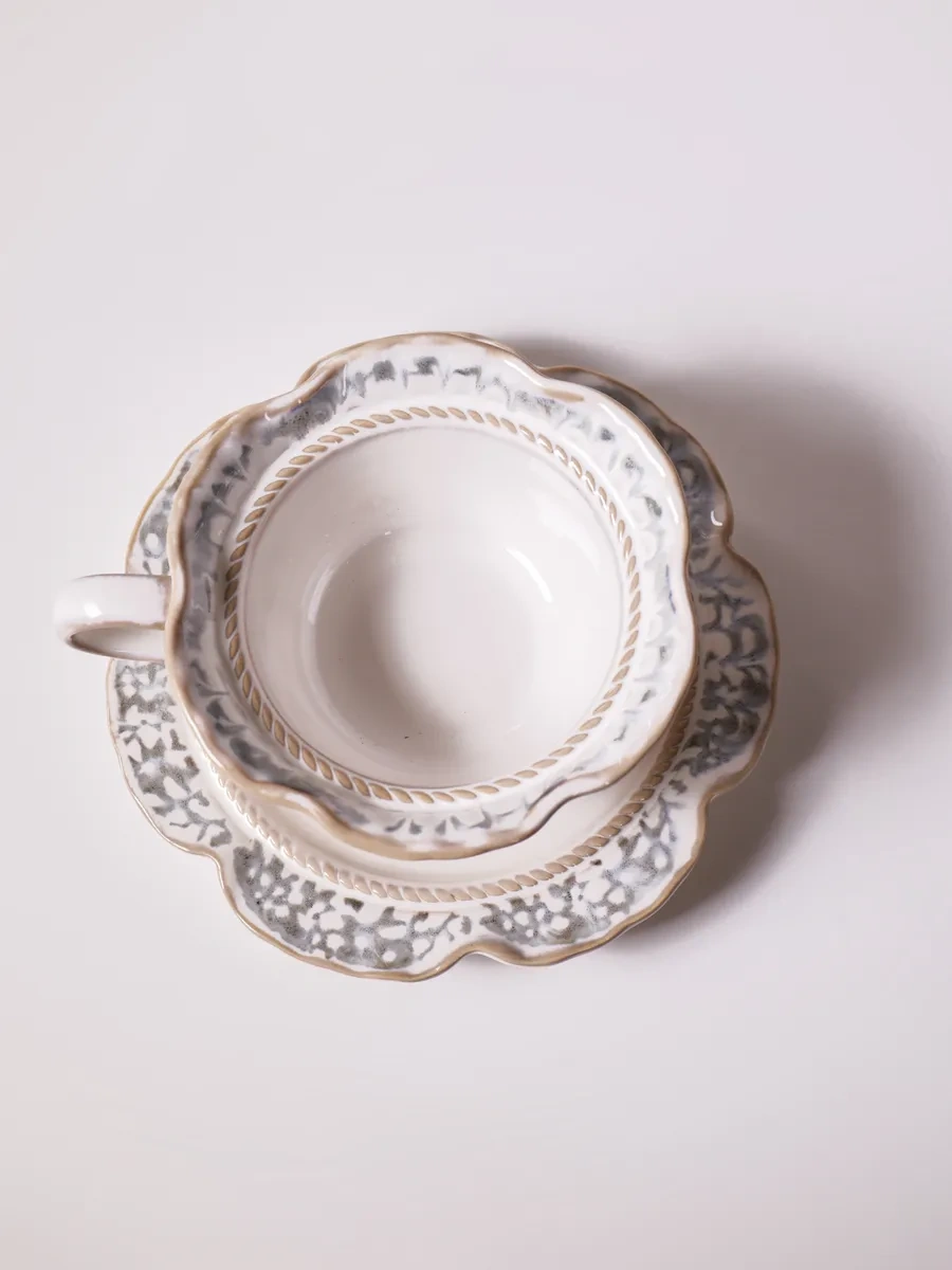 Aberu Shop Vintage Çay/kahve Takımı - Fincan Ve Kesesi Seti 220 Ml 356730483 Mavi Topaz