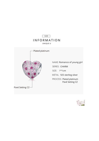Novahub 925 Ayar Gümüş Aşk Boncuk Pembe Zirkon Fit Orijinal Kolye Bilezik Takı Wostu Romantik Genç Kız Gümüş