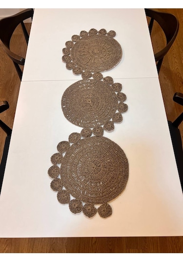 Finezza Hasır Handmade Örme Naturel Brown Runner 100 Cm - 1490