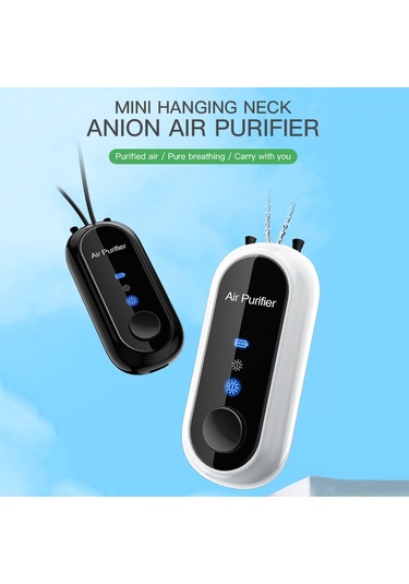 Yifomall Siyah Boyun Bağlı Mini Hava Temizleyici, İyonlu Teknolojiyle Hızlı Temizleme, Ayarlanabilir Modlar, Taşınabilir Tasarım Siyah