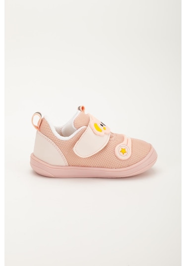 Şirinbebe Ortopedik Kız Bebek İlkadım Ayakkabı Pudra Cırtlı Anorak-4053 Pudra