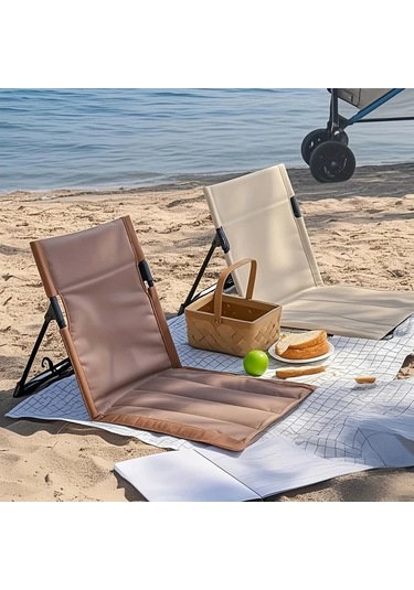 Dashanshop 1 Adet Kahverengi Ultra Hafif Katlanır Sandalye Kamp Plaj Bahçe Oxford Bez Alüminyum Boru Kahverengi