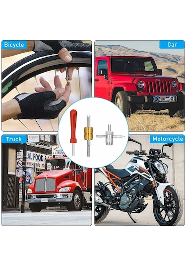 Mufunye Valf Göbeği Sökücü Onarım Aleti Kiti Çift Ve Tek Kafalı Valf Göbeği Sökücü , 33 Parça