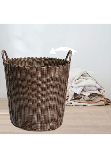 Pazly Suntek El Dokuması Taşınabilir Çamaşır Sepeti - Kahverengi Kahverengi