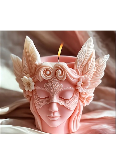 Maskeli Kız Tasarım Mum Vanilya Kokulu