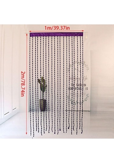 Novahub Mavi Kapı Perdesi Boncuklu Dize Perde Püskül Oda Bölücü Ev Dekor Mavi - Diğer 100 X 200 MAvi