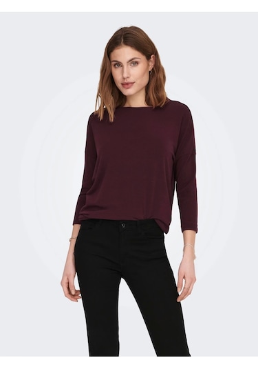 Only 15157920 Genis Yaka Dirsek Kol Kadın Body - Bordo Bordo