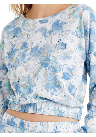 Blackspade Kadın Sweatshirt 51628 - Baskılı Beyaz - Mavi