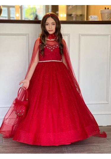 Uğur Böceği Çocuk Pelerinli Abiye 5'li Set Takım 001