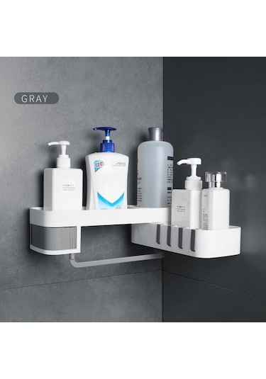 Gri Mengnı Dönebilen Banyo Rafları Duş Şampuanı Tutucu Mutfak Düzenleyici Köşe Duvar Rafı Depolama Rafı Banyo Aksesuarları Gri