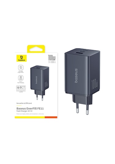 Baseus Enerfill Süper Hızlı Fe11 2c+u 100w Şarj Cihazı-siyah