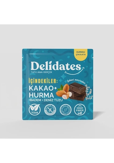 Delidates Bademli Deniz Tuzlu Hurmalı %70 Bitter Çikolata 40gr-3582