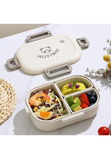 Beyaz Yemek Kutusu Bpa İçermeyen Mikrodalga Güvenli Büyük Kapasiteli Sızdırmaz Bento Kutusu Taşınabilir Bölünmüş Gıda Saklama Kabı