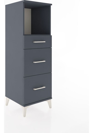 Hyperion Dolap Tek Raflı 3 Çekmeceli 44x44x134 Antrasit-antrasit Antrasit
