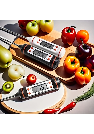 Chuangyinshop Siyah Dijital Mutfak Termometresi Çift Ekran Hassas Lcd Termometre Fırın Et Süt Şeker Kızartma