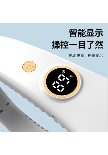 Hangfox Navy Renkli Dijital Göstergeli Ellerden Bağımsız Boyun Fanı - Sürekli Soğutma, Usb Şarjlı, Sessiz Çalışma, Spor Ve Günlük Kullanım