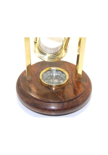 Pirinç Kum Saati Pusulalı Dekoratif Bertek Dijital  Hediyelik