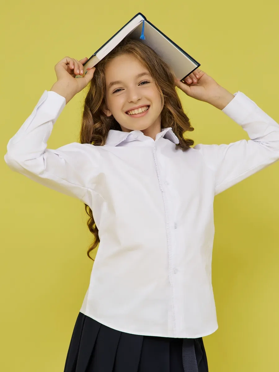 Kızlar İçin Beyaz Okul Gömleği 442998752 Beyaz