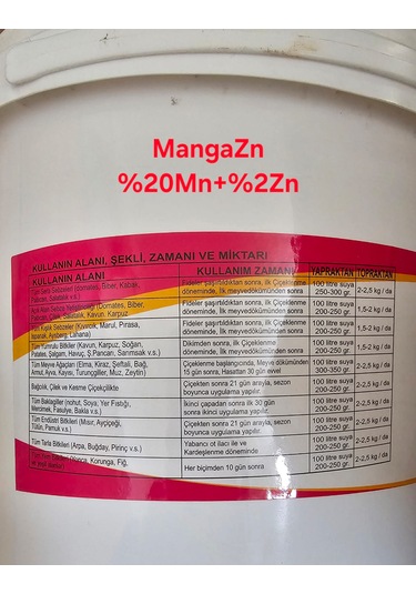 Manga Zn Mangan Gübresi+çinko Gübresi 1 Kg
