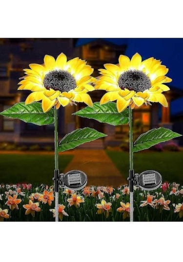 Opulentliving Çok Renkli Ayçiçeği Güneş Işıkları, Su Geçirmez Bahçe Dekorasyonu Çok Renkli