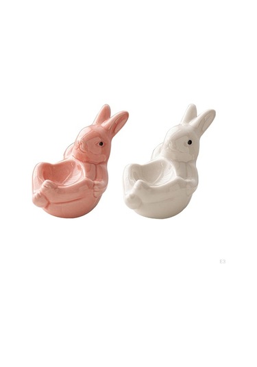 Pembe Seramik Yumurta Bardağı Paskalya Tavşanı Standı Yumuşak Haşlanmış İçin Modern Mutfak Gadget Porselen A Pembe