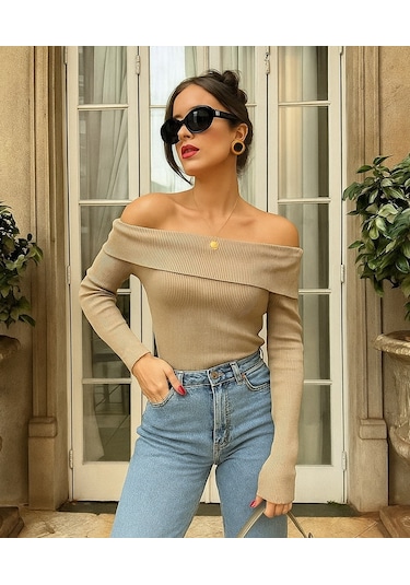 Madonna Yaka Kaşkorse Kadın Body Bej