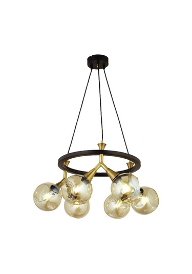 Lampaluce Bambi Modern Sarkıt Camlı Avize 6'lı Sarı Eskitme
