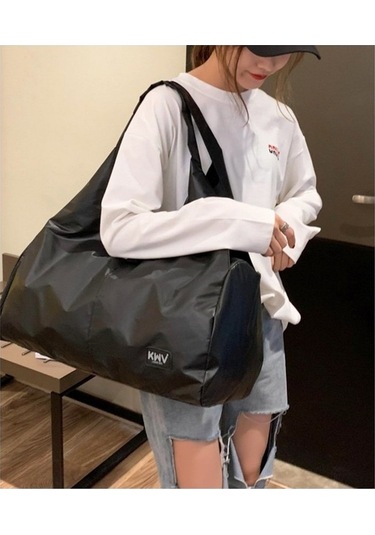 Yumuşak Naylon Bez Omuz Spor Salonu Yoga Çantası Siyah Siyah