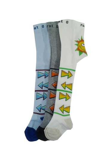 Hepsinerakip Erkek Bebek Çocuk Renkli Desenli Külotlu Çorap 3 Lü Paket Çok Renkli