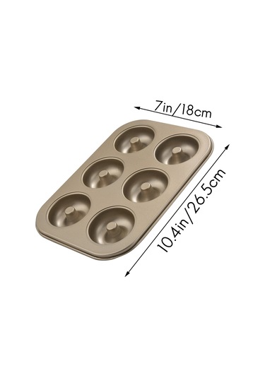 Xurunkeji Madeleine Pan, Yapışmaz Donut Tepsisi, 2 Parça Donut Pişirme Tepsisi, Karbon Çelik Donut Kalıbı, 6 Donutluk Donut Pişirme Kabı Poşeti Kalıbı Altın