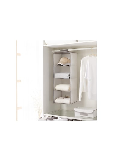 Alas 4 Katlı Dolap İçi Düzenleyici Raf - Çizgili Gri