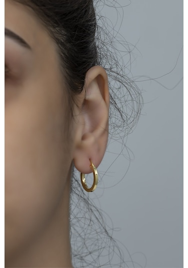 Nereze 925 Ayar Gümüş 15 MM Gold Tamtur Küpe